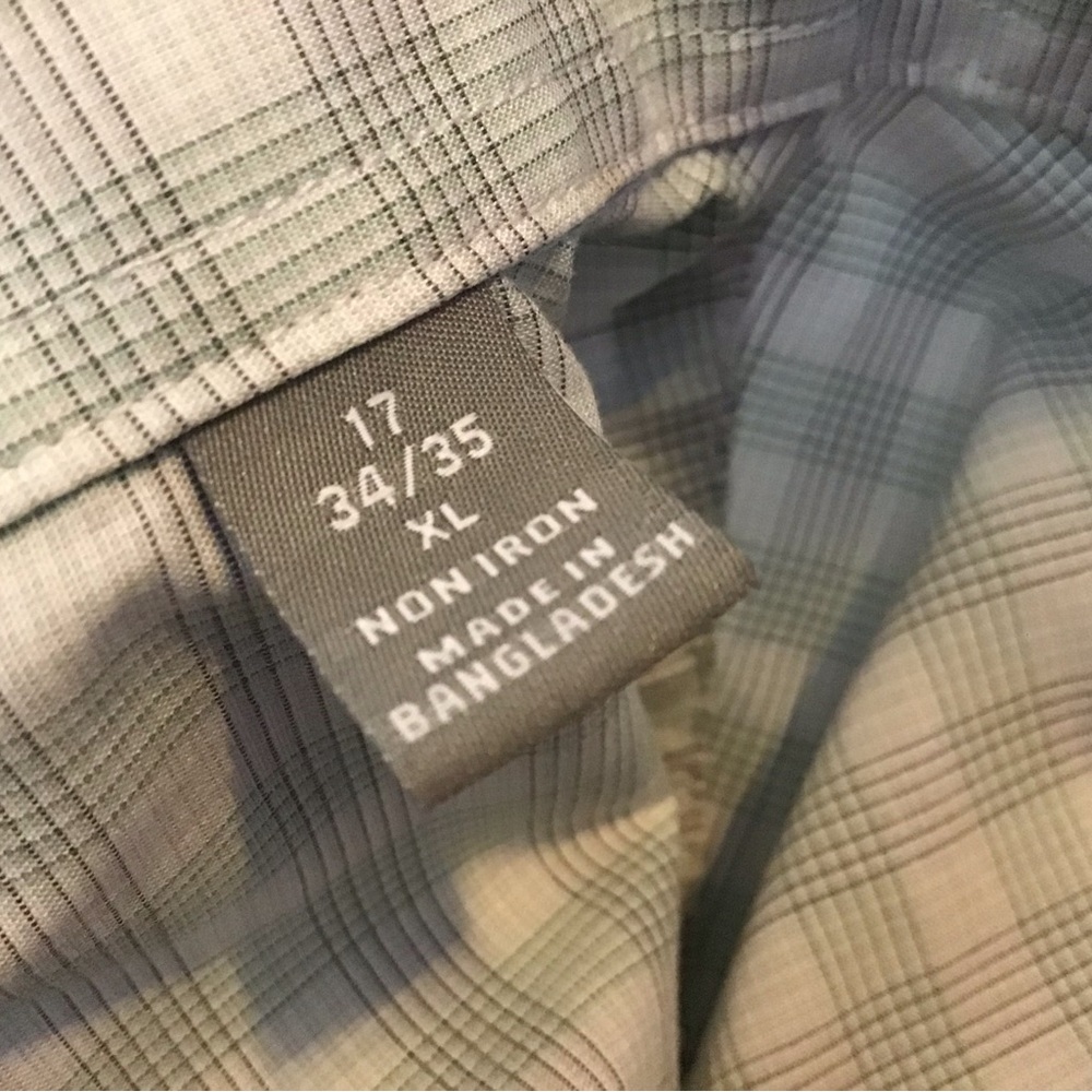 Michael Kors Shirt Mens Large Green White‎ Check Long Sleeve Collar - Picture 7 of 7